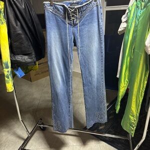 Moda International Blue Lace-Up Jeans